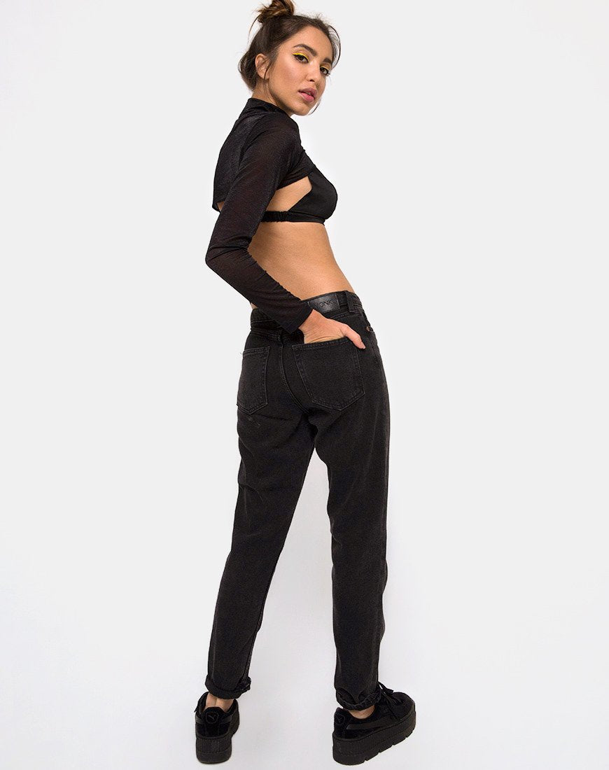 Immagine di Gola Top in maglia trasparente nero