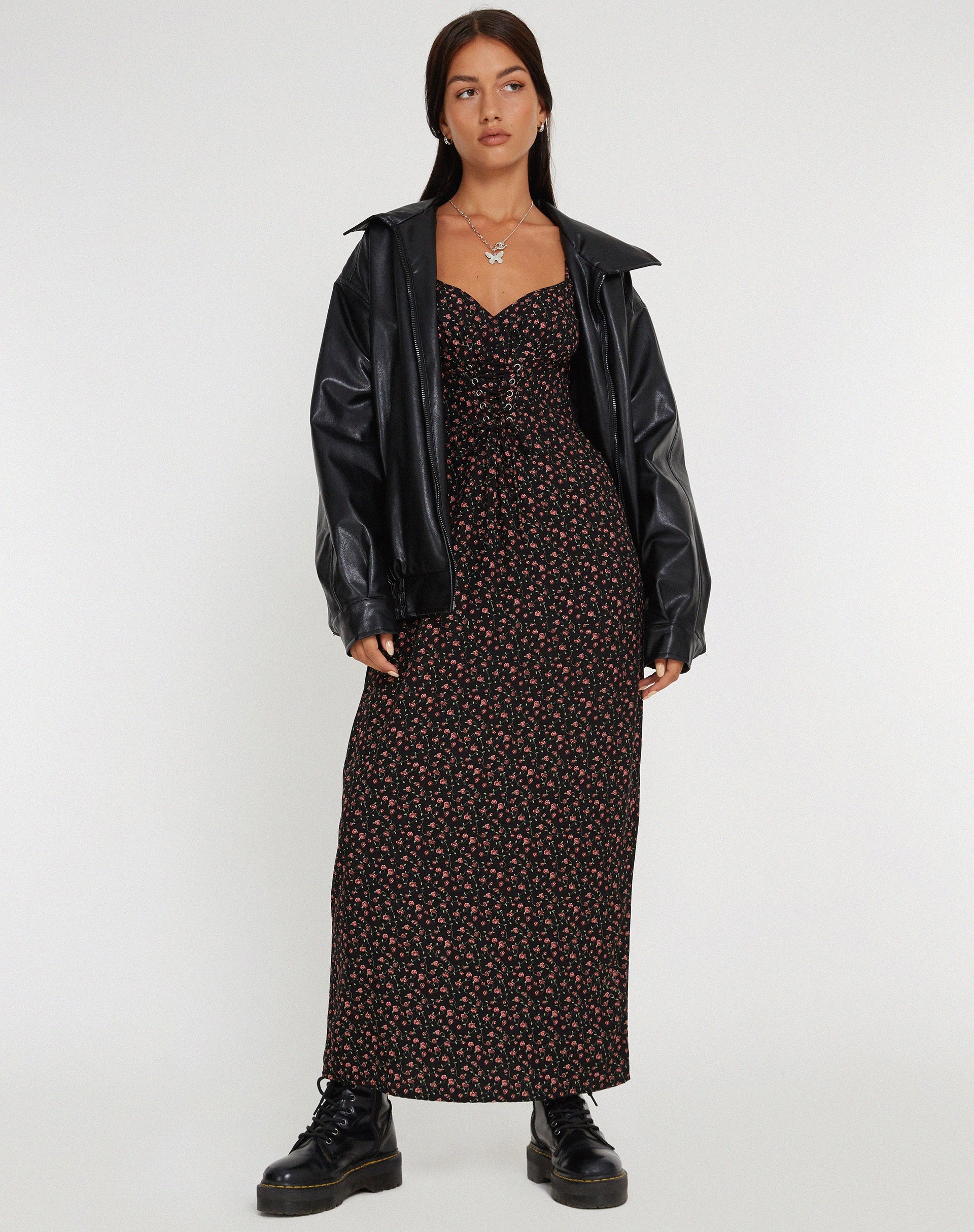 immagine di Grace Maxi Dress in Rosa Scuro Rosa Nero