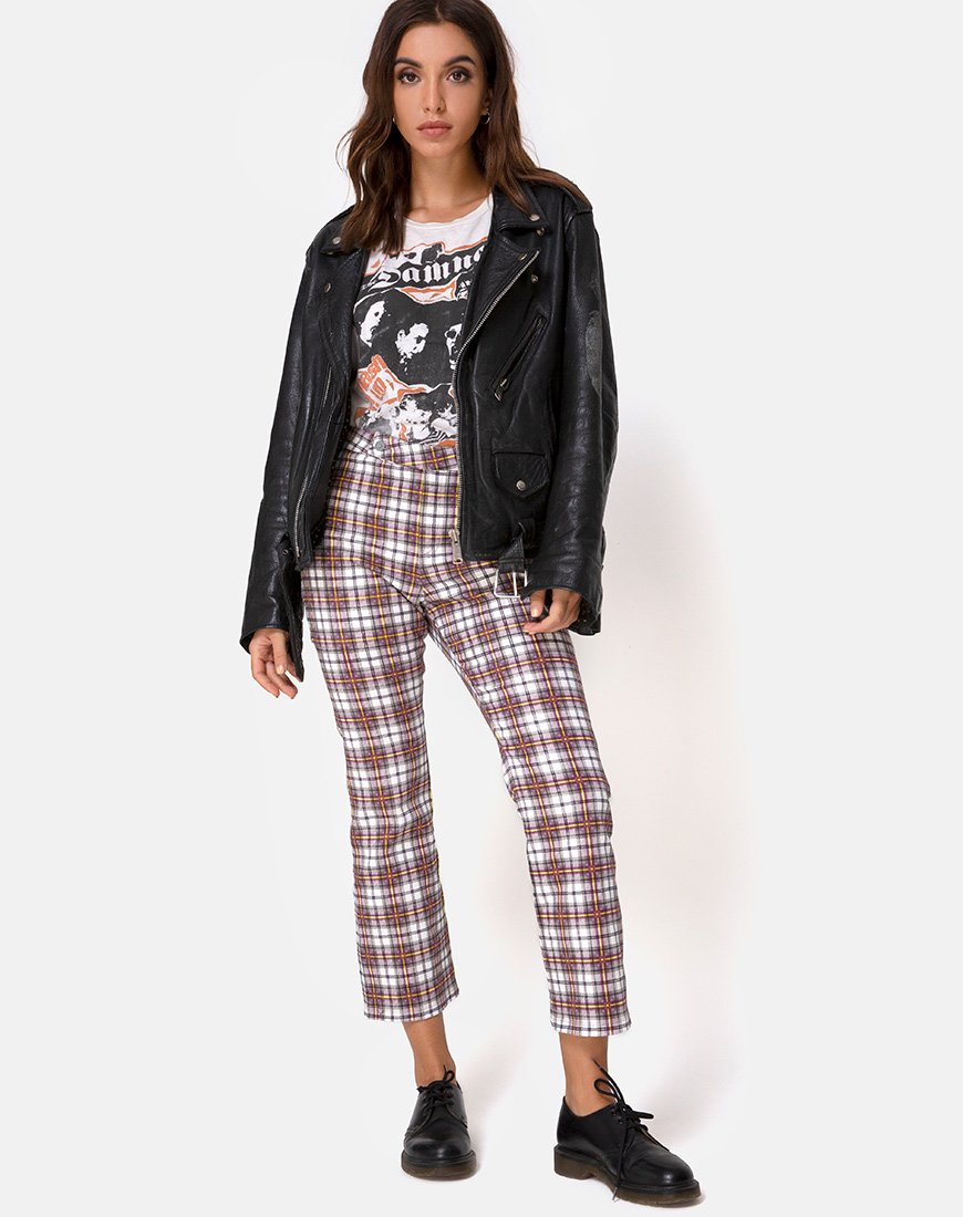 Pantaloni Grava in Grunge Check Viola
