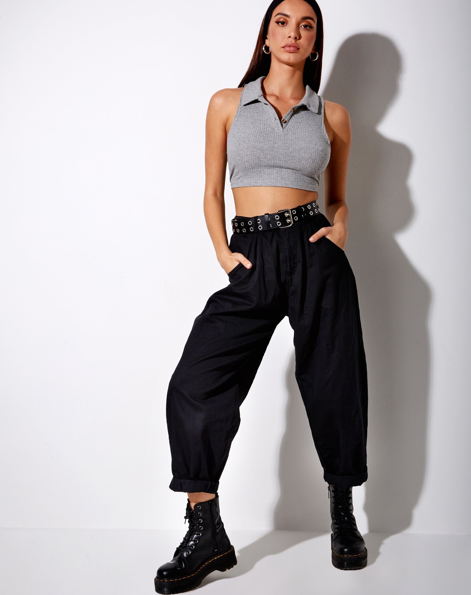 Immagine di Guaco Crop Top in Rib Grey Marl
