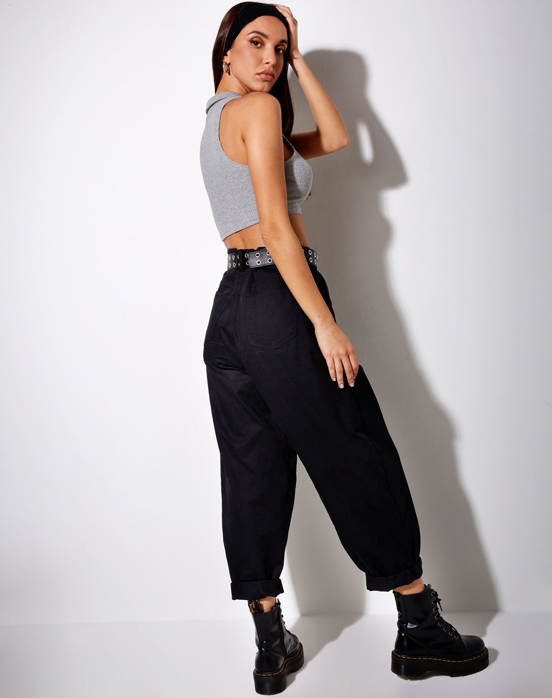 Immagine di Guaco Crop Top in Rib Grey Marl