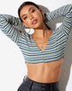 Immagine di Luene Crop Top in verde scuro verde chiaro e bianco