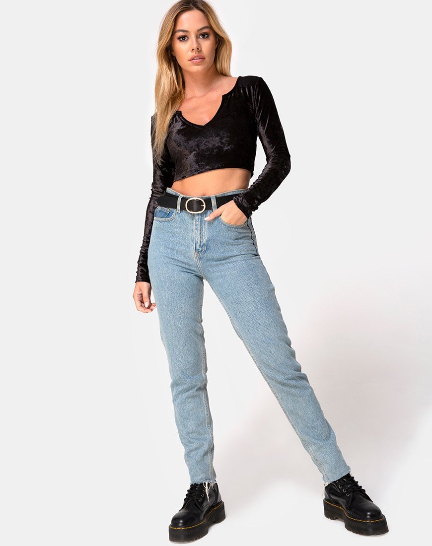 Immagine di Guan Crop Top in velluto nero