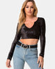 Immagine di Guan Crop Top in velluto nero
