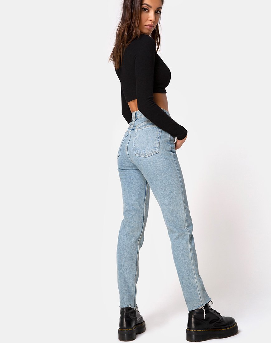 Immagine di Guan Crop Top a costine nero