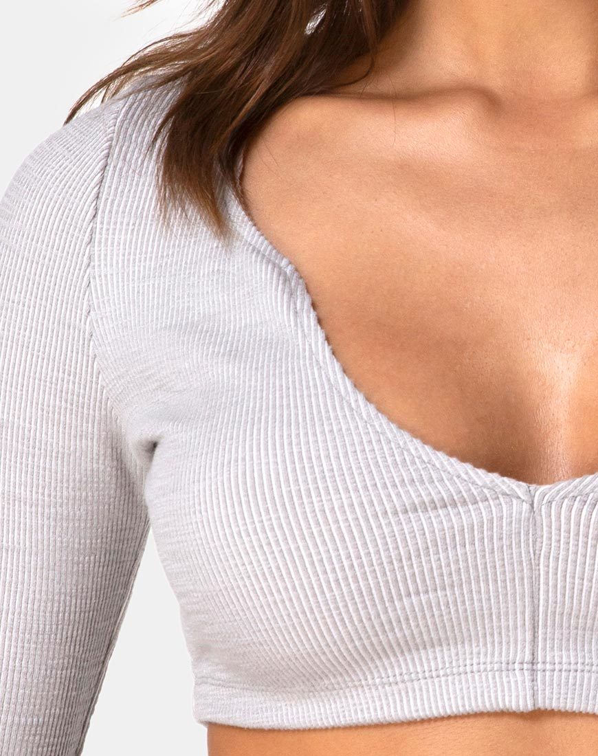 Immagine di Guan Crop Top a coste grigio