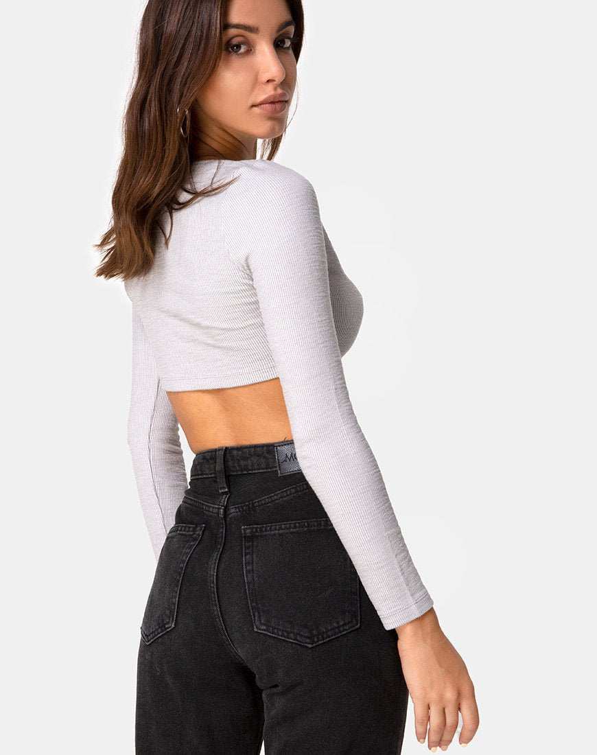 Immagine di Guan Crop Top a coste grigio