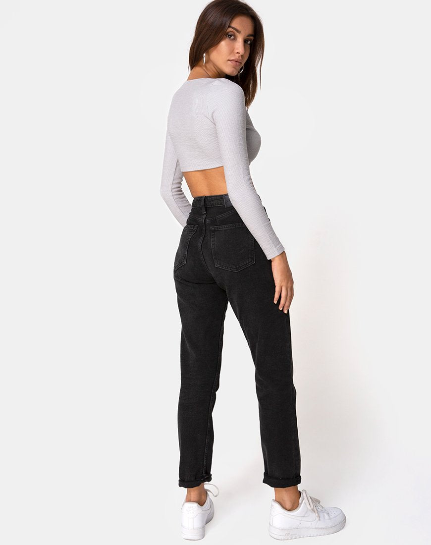 Immagine di Guan Crop Top a coste grigio