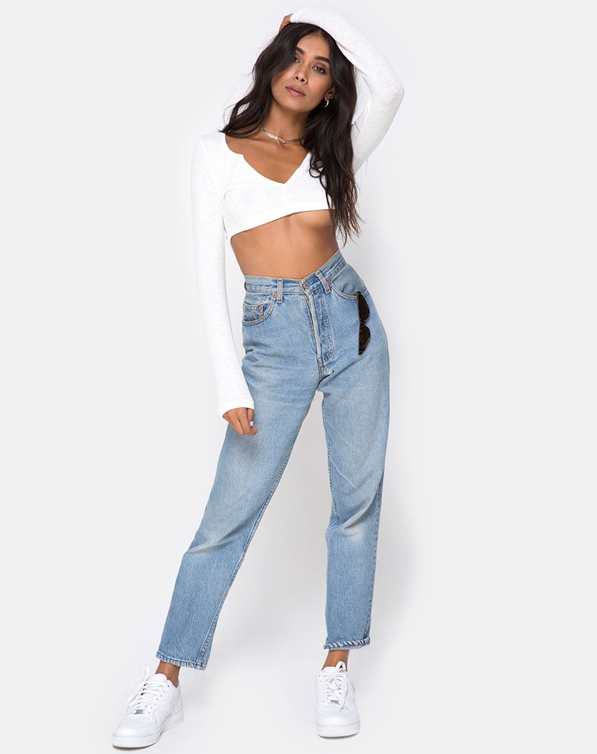 Immagine di Guan Crop Top a costine Avorio