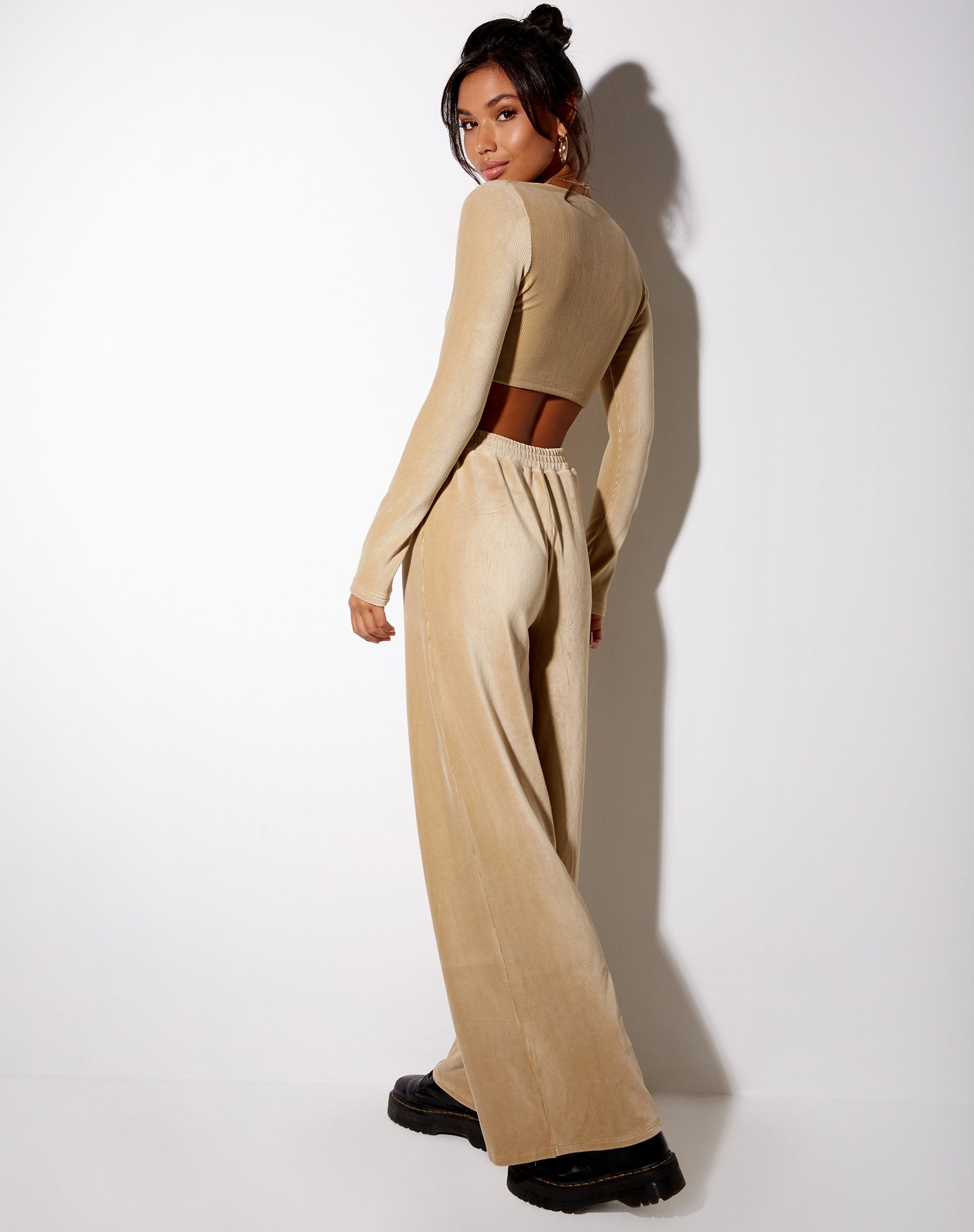 Immagine di Guan Crop Top in velluto a costine Tan
