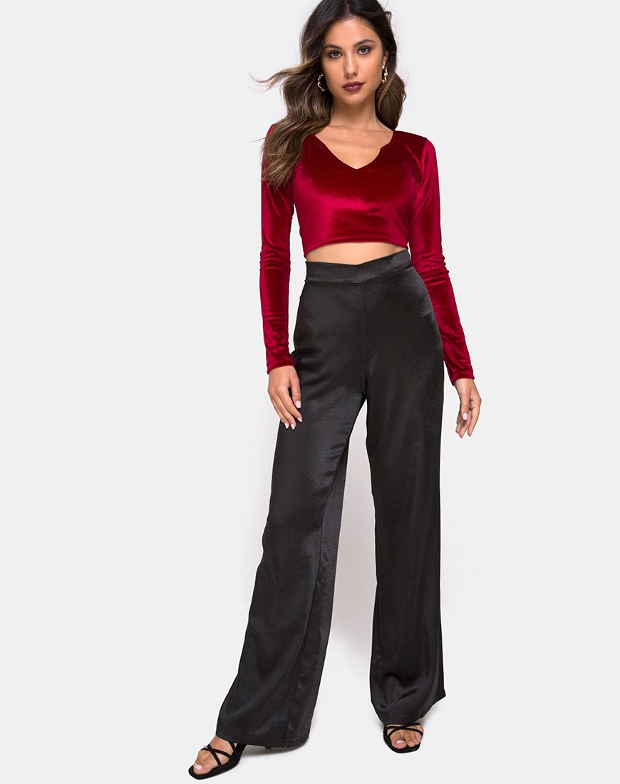 Immagine di Guan Crop Top in velluto bordeaux