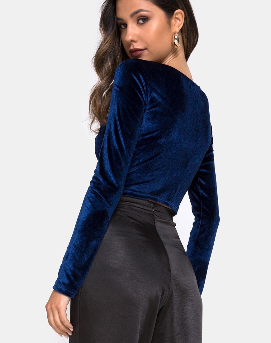 Immagine di Guan Crop Top in velluto navy