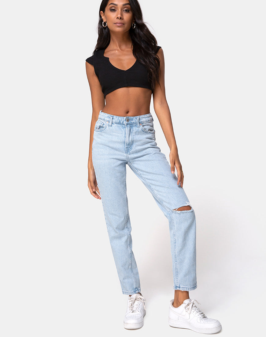 Immagine di Guanna Crop Top a costine nero