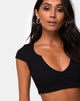 Immagine di Guanna Crop Top a costine nero