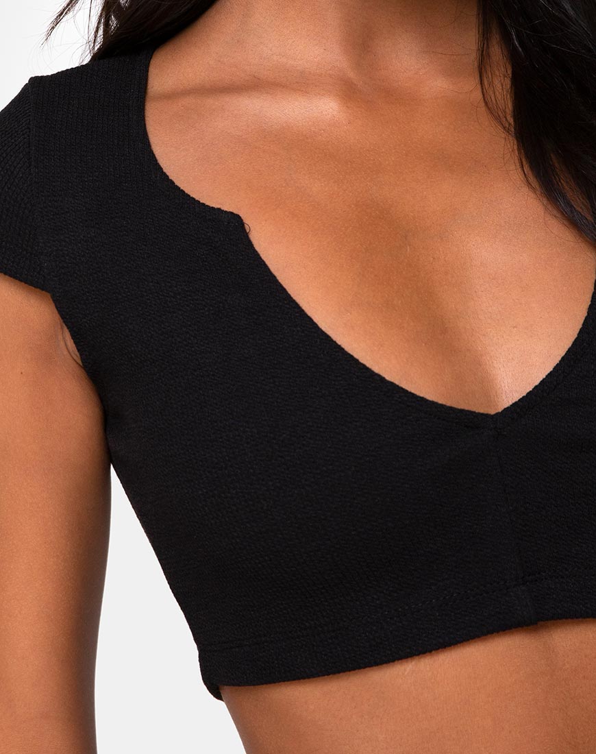 Immagine di Guanna Crop Top a costine nero