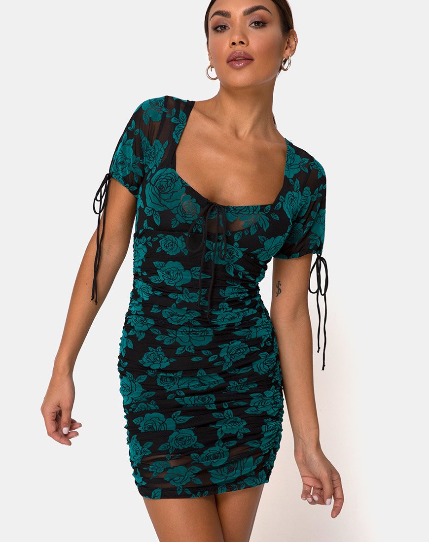 Immagine di Guenetta Mini Abito in Rosa Romantica Flock Teal