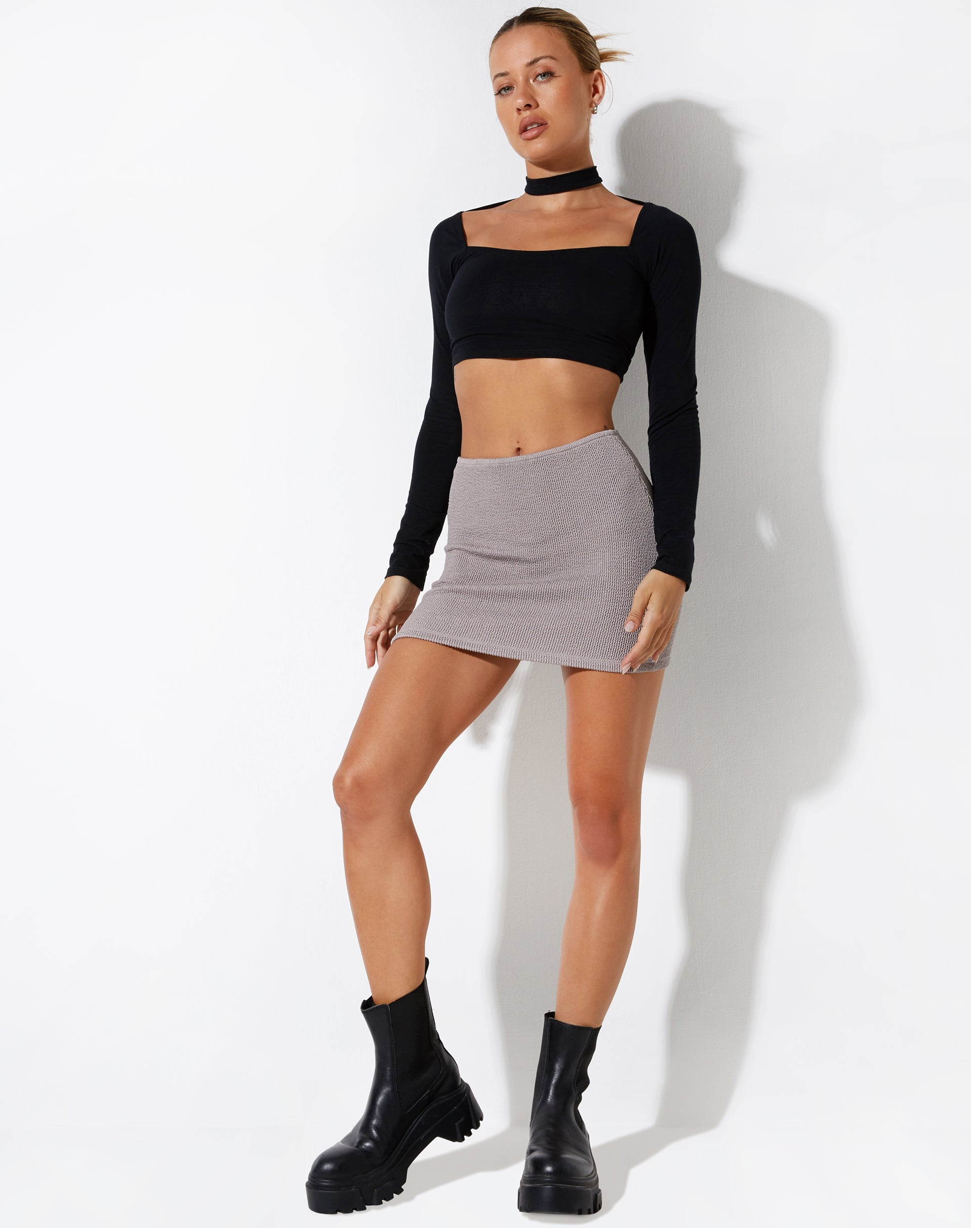 IMMAGINE DI Guida Mini Skirt in Jaquard Rib Tan