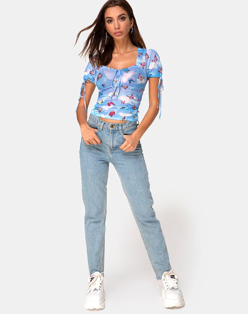 Immagine di Guinevre Top Mesh Blue Butterfly