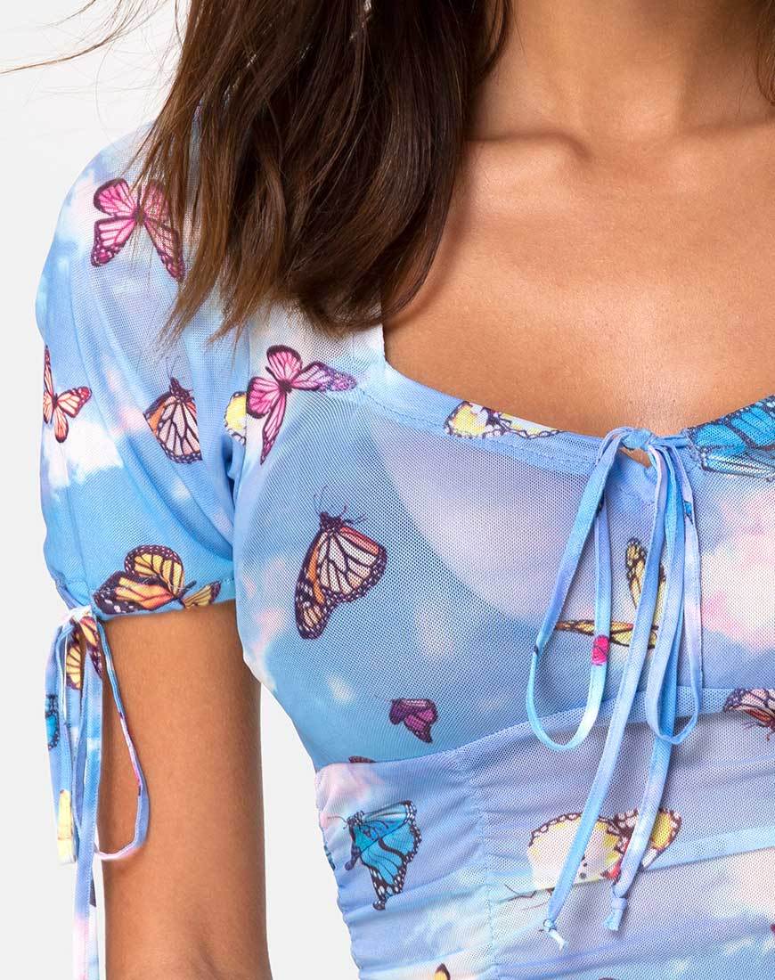 Immagine di Guinevre Top Mesh Blue Butterfly
