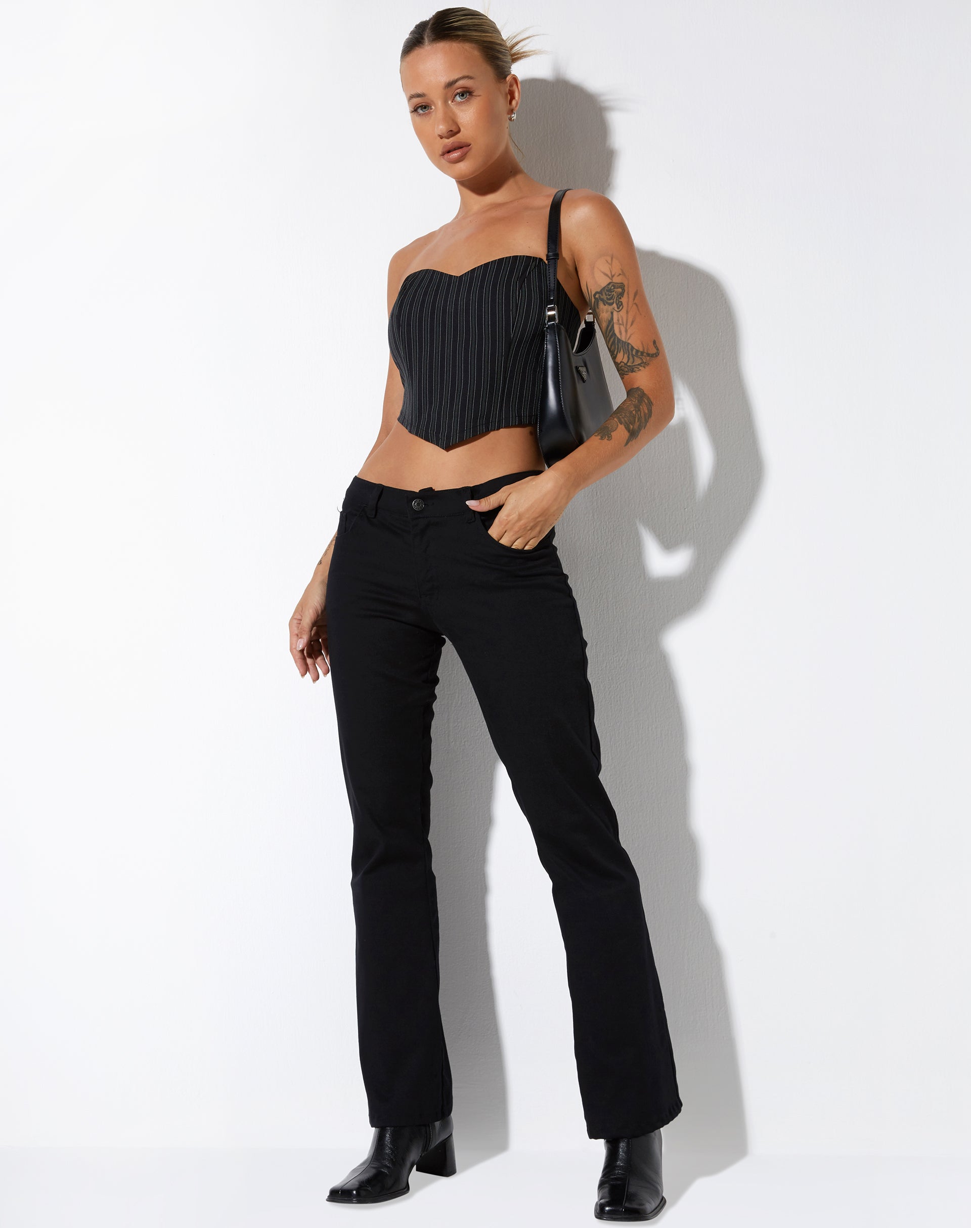 immagine di Naima Corset Top in gessato nero