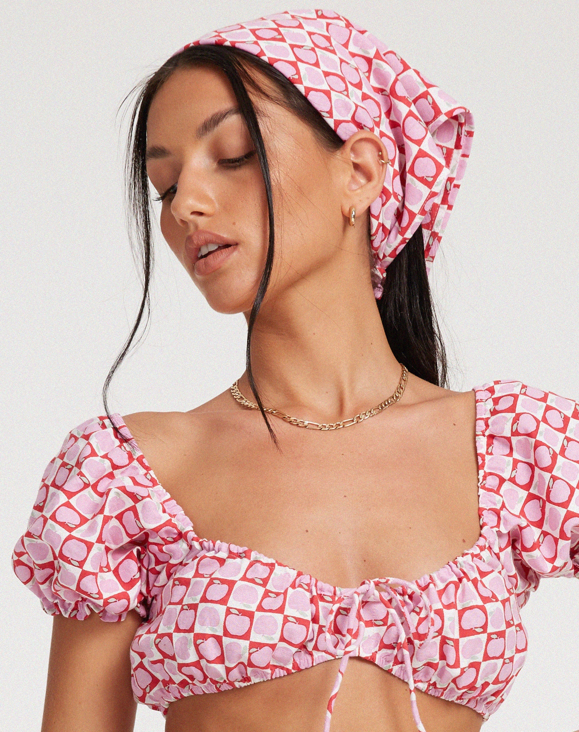 immagine di Haenji Crop Top in Apple Check Blush Red