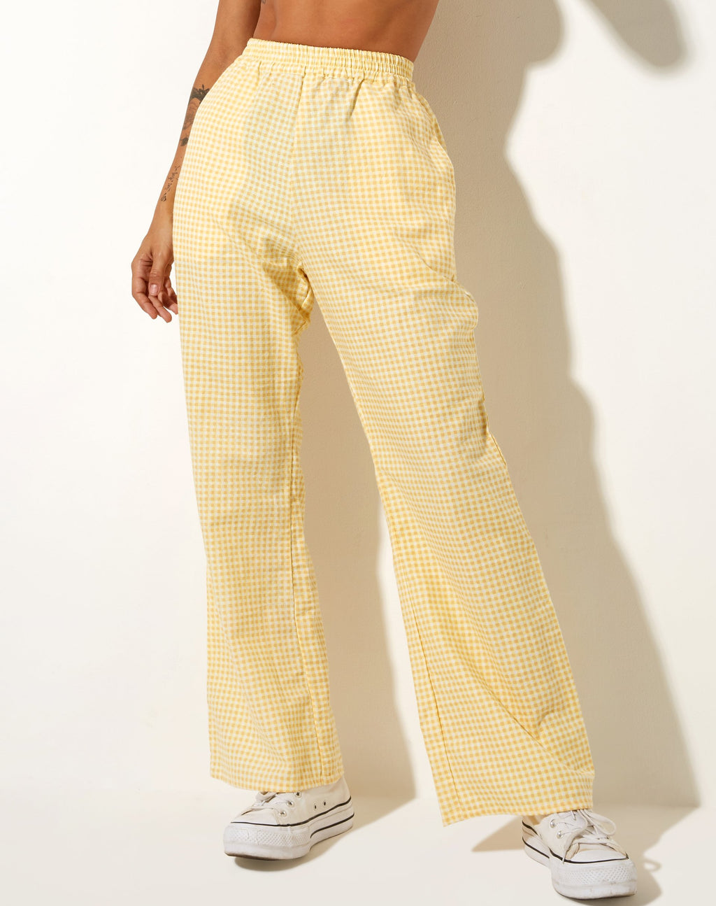 Pantaloni Yara in percalle giallo limone