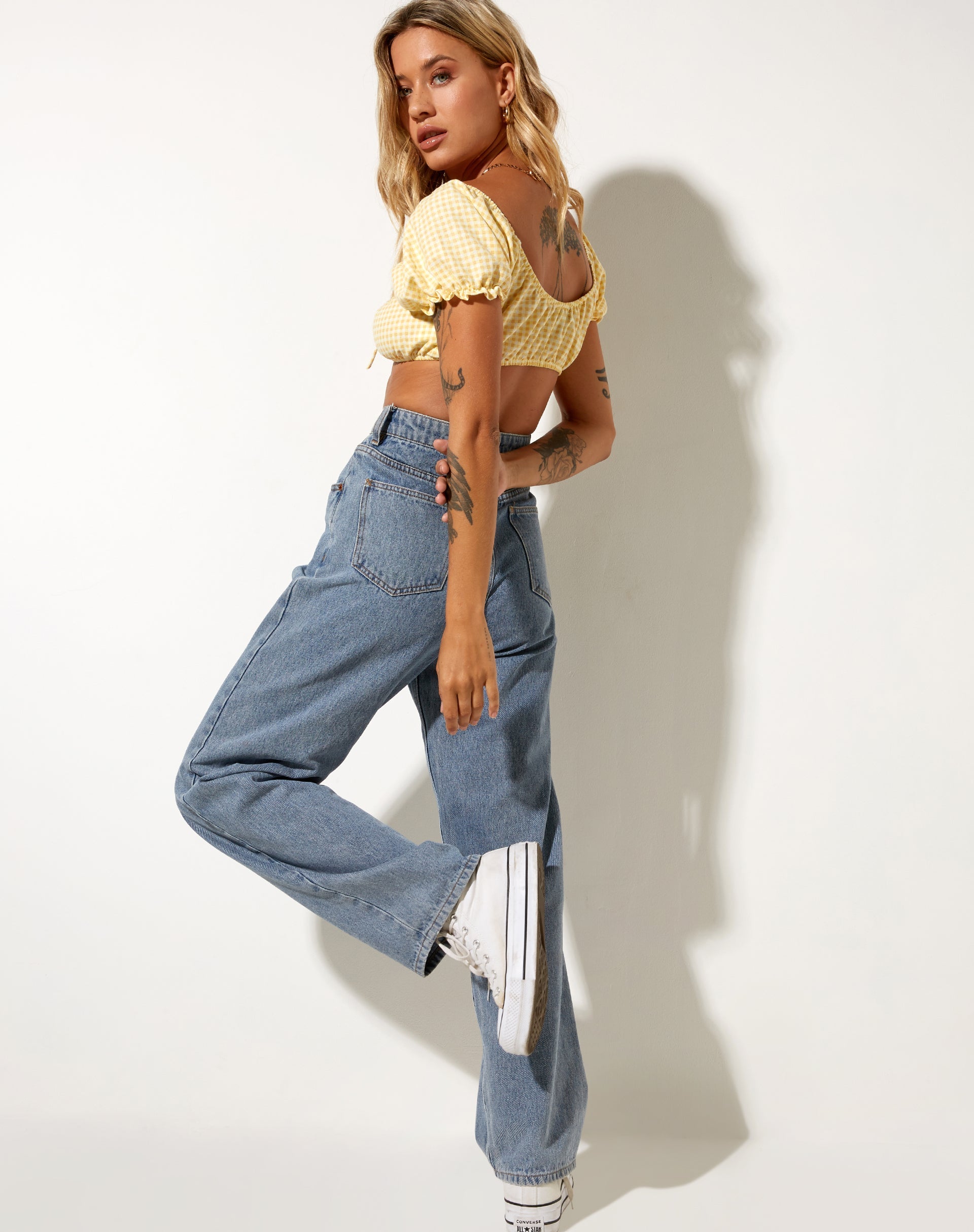 Immagine di Haenji Crop Top in Lemon Gingham Giallo