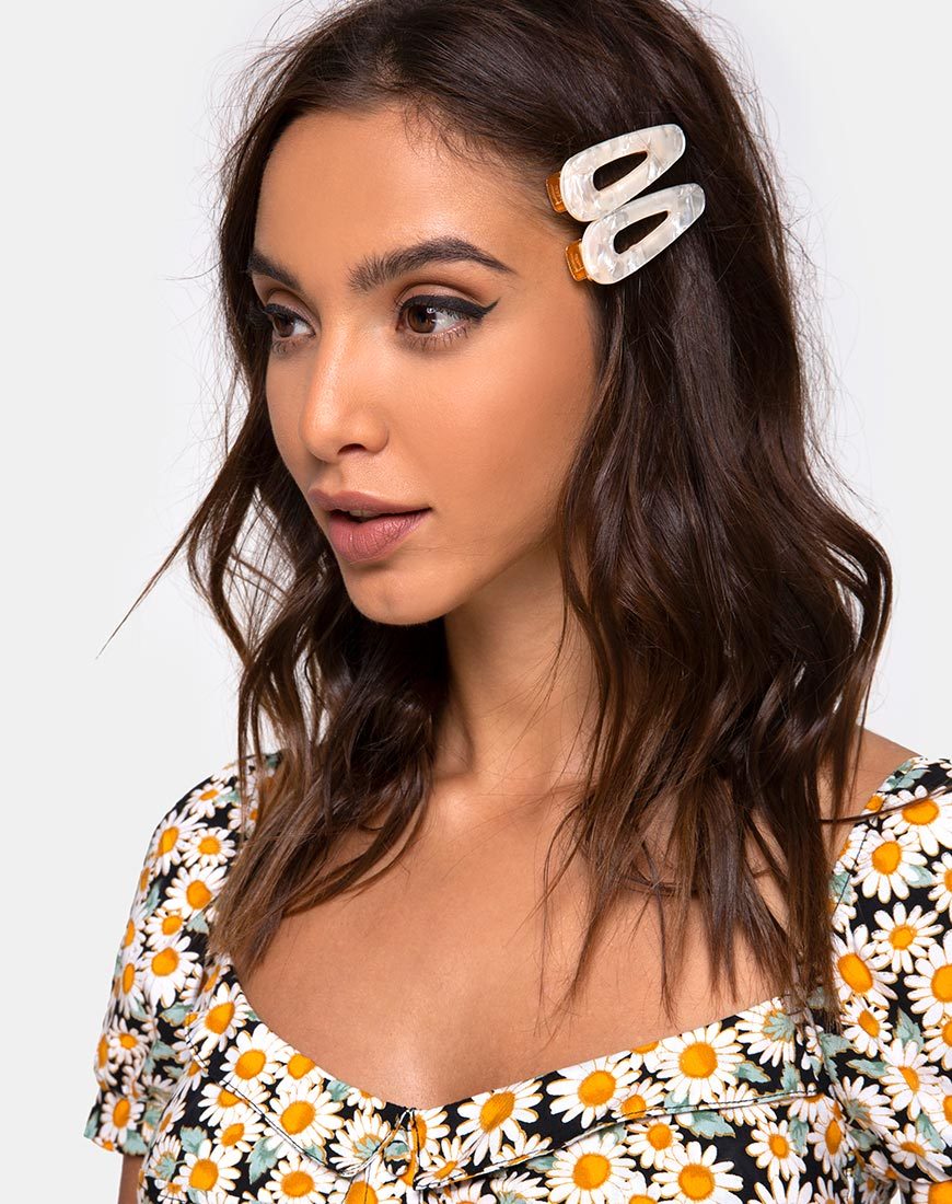 Immagine del set di fermagli per capelli in bianco perlato