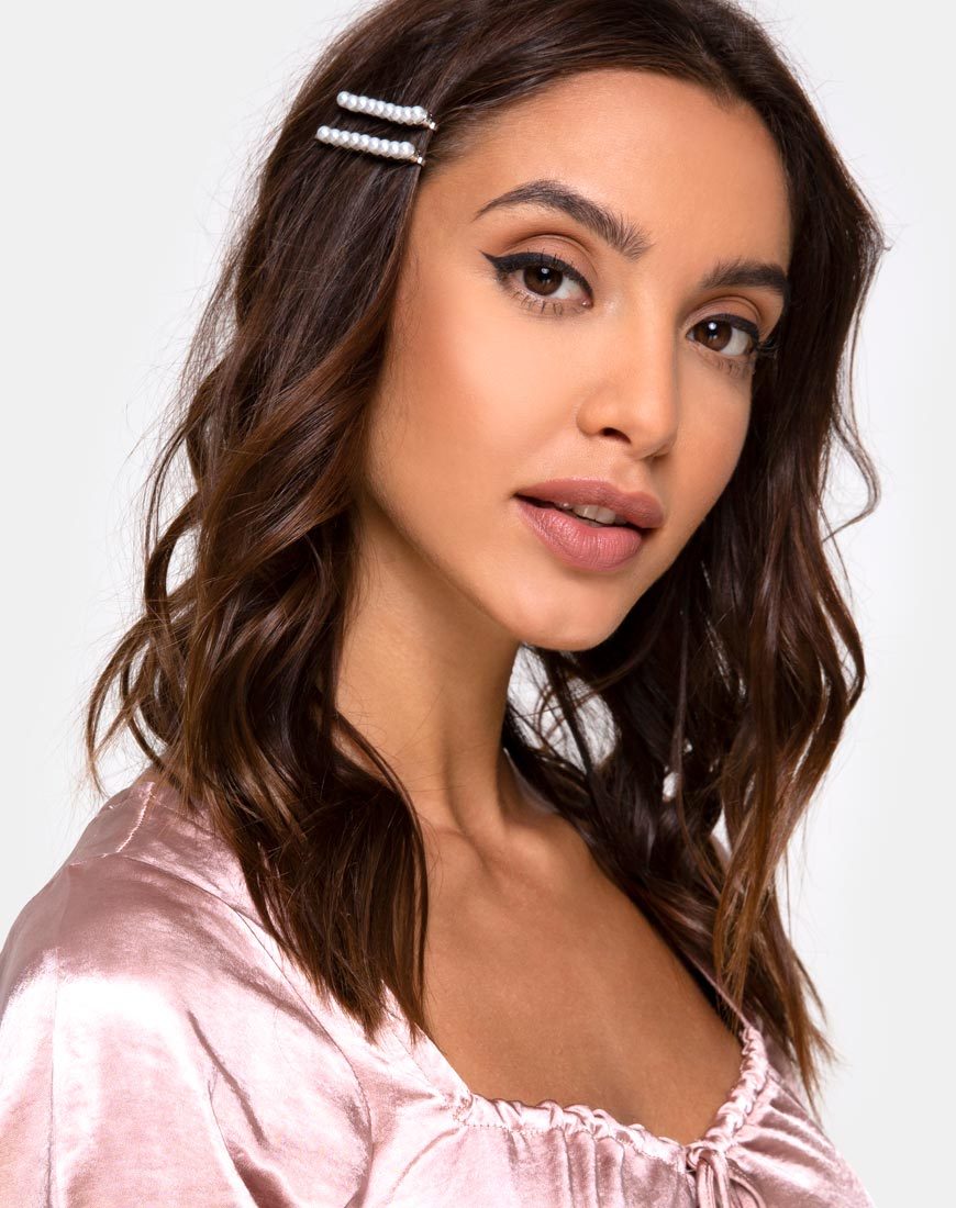 Immagine del set di fermagli per capelli con perle in argento
