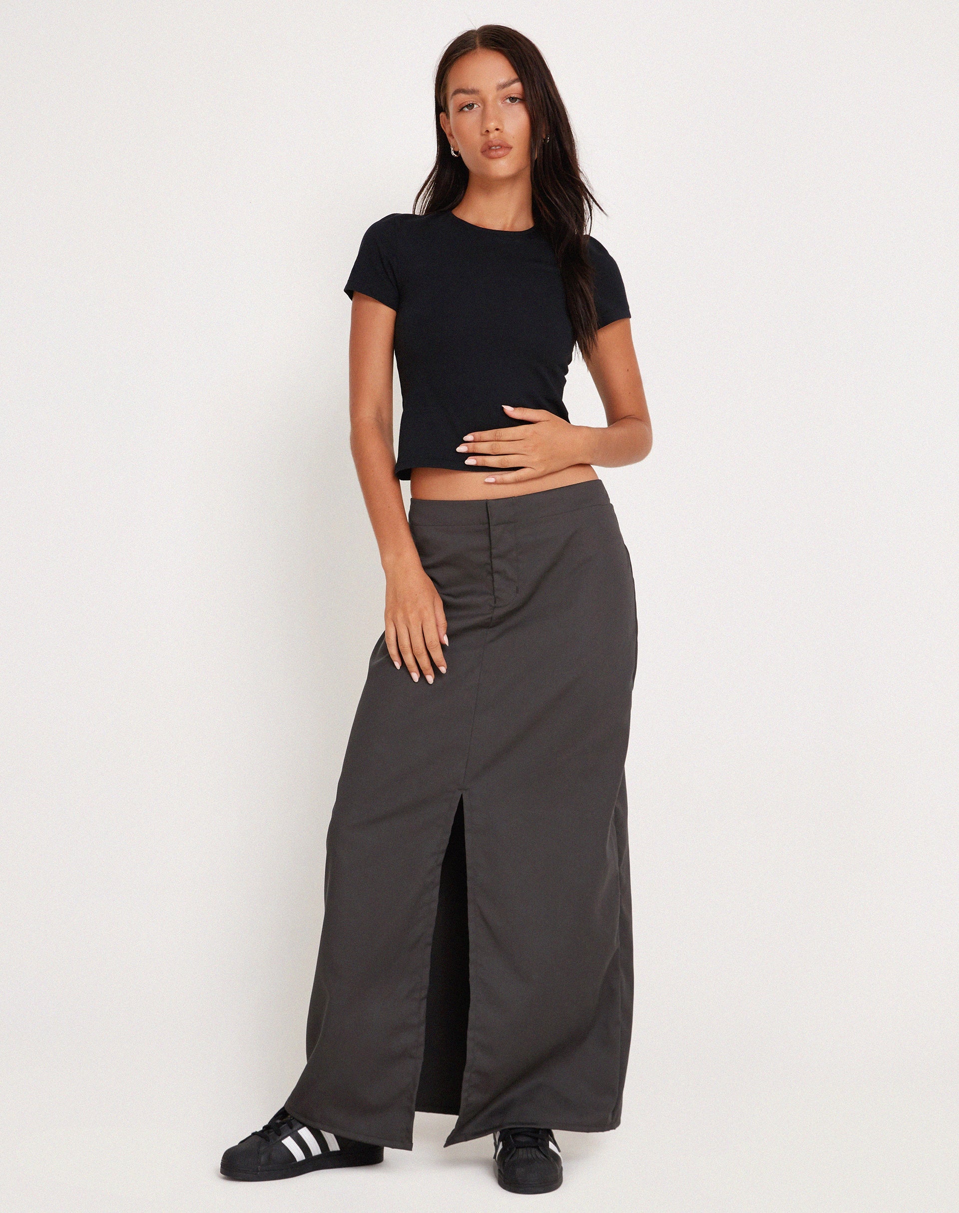 Immagine di Haisley Maxi Gonna Cargo in Grigio Scuro