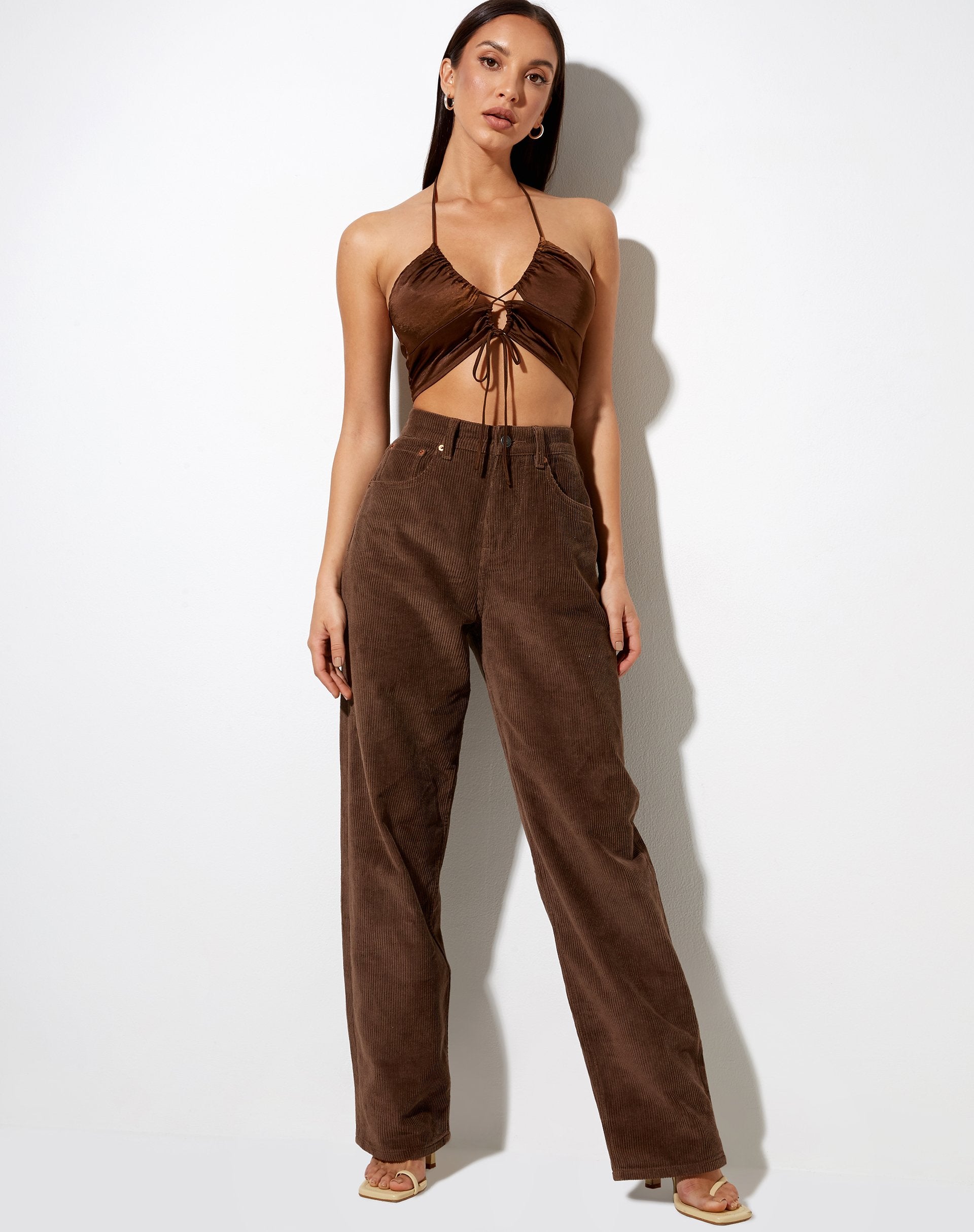 Immagine di Halpi Crop Top in satin Rich Brown