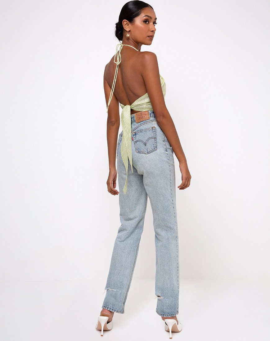 Immagine di Haltri Crop Top Satin Zebra Pistacchio
