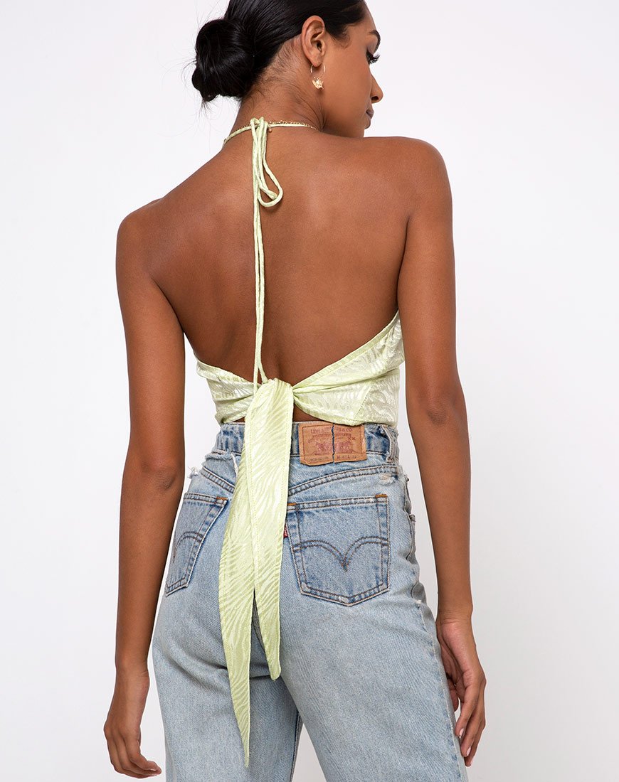 Immagine di Haltri Crop Top Satin Zebra Pistacchio