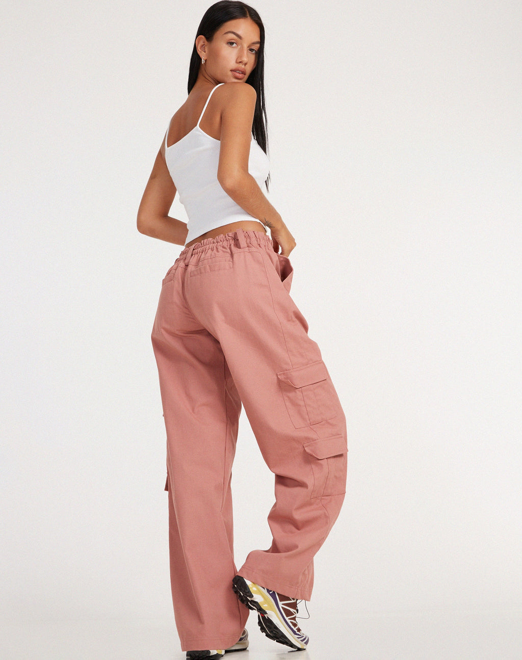 Pantaloni Hansa Cargo in Dusty Rose