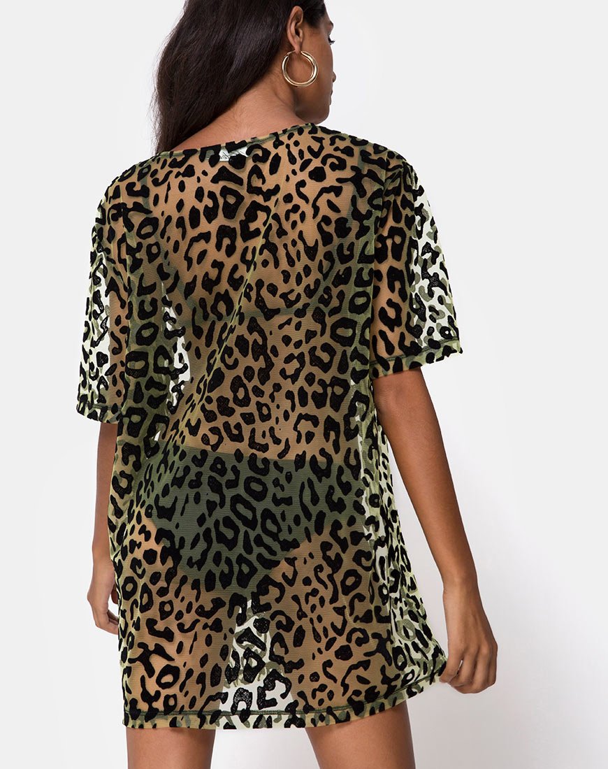 Immagine di Harlow Dress in Lime Animal Flock