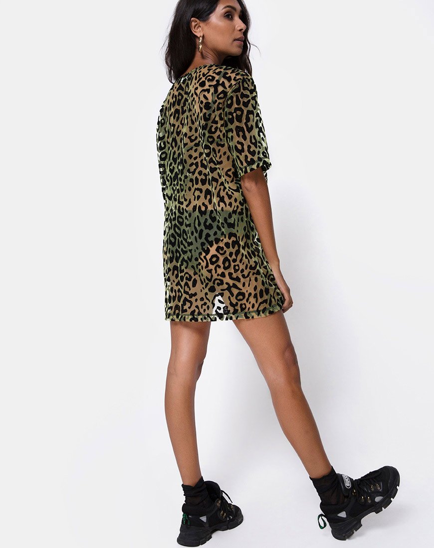 Immagine di Harlow Dress in Lime Animal Flock