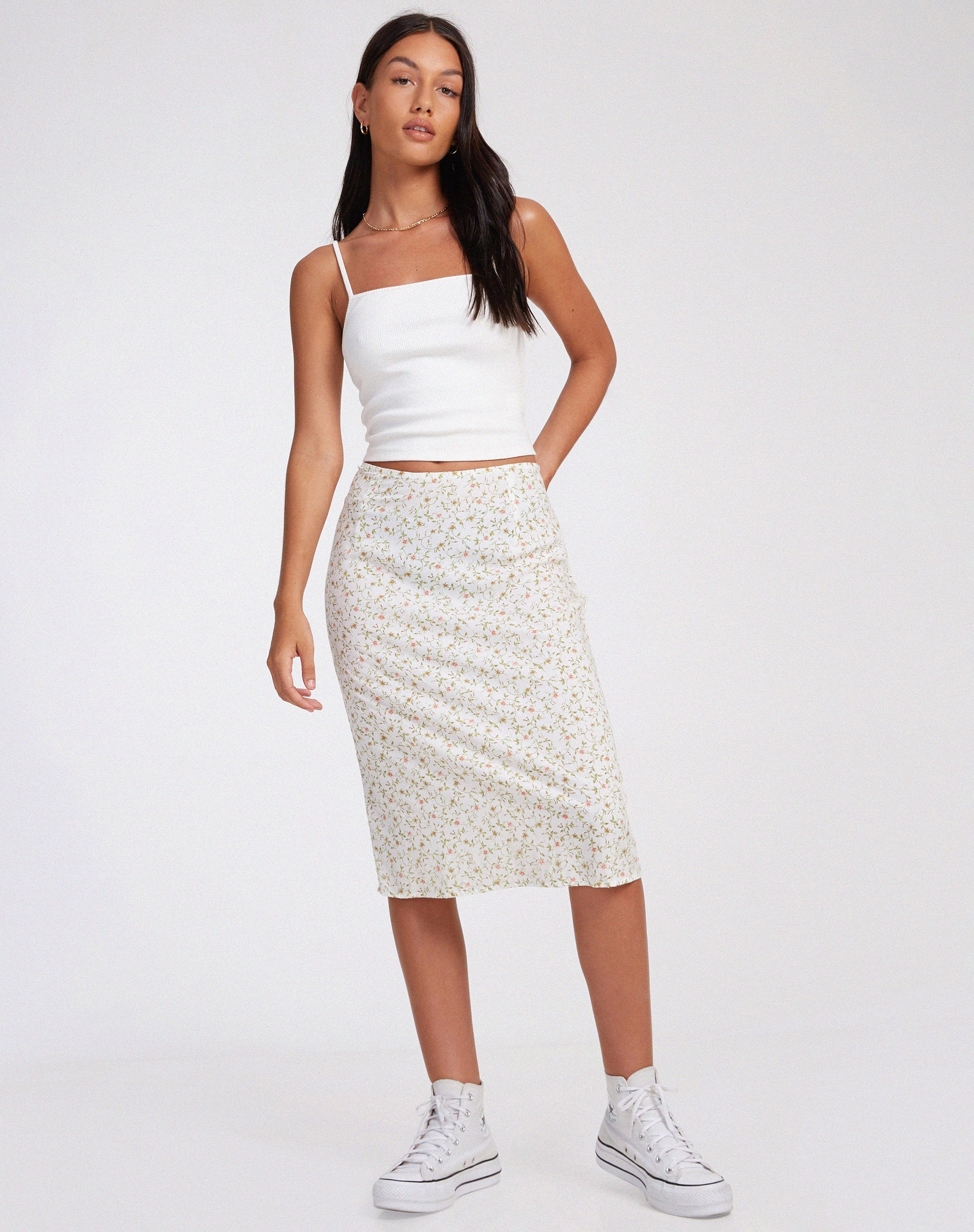 immagine di Harriet Midi Skirt in Pretty Petal Ivory