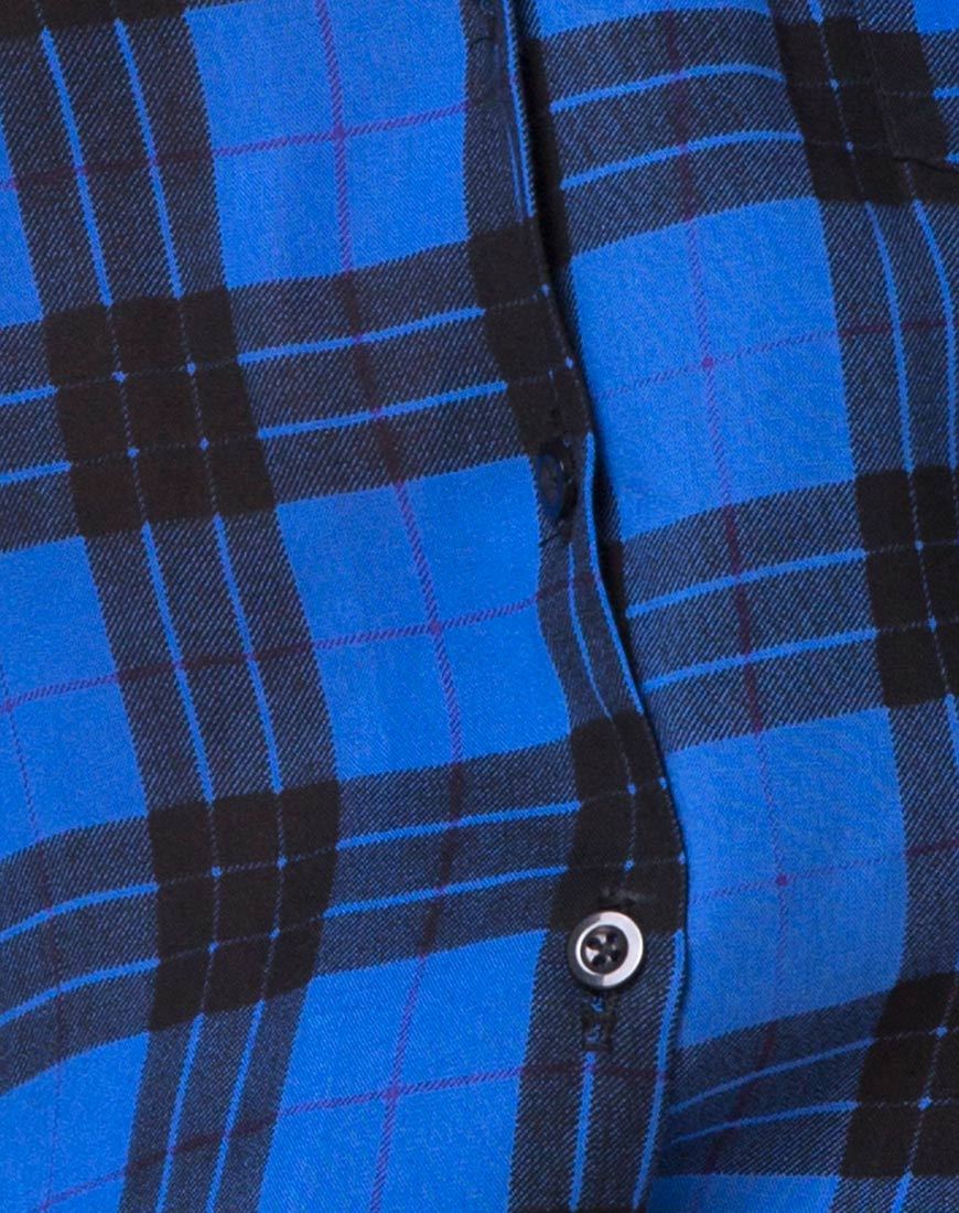 Immagine della camicia hawaiana oversize in tartan blu