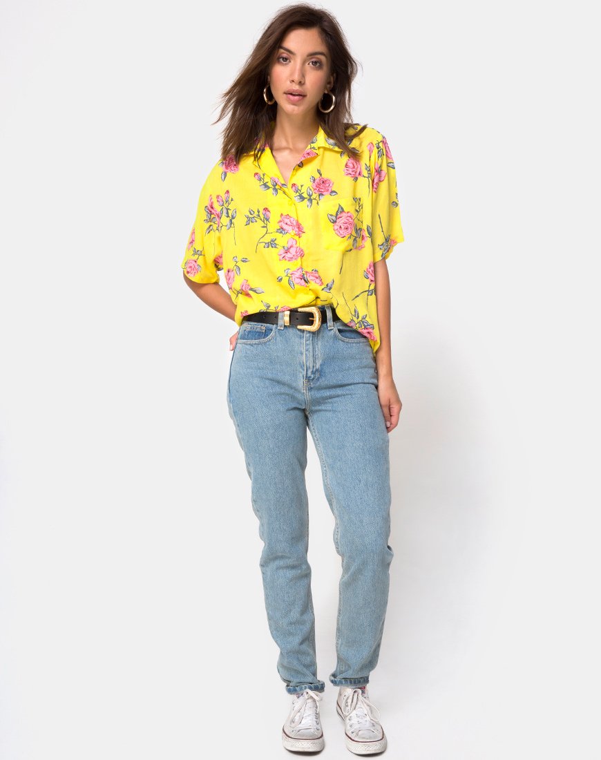 Immagine della camicia hawaiana in giallo Candy Rose