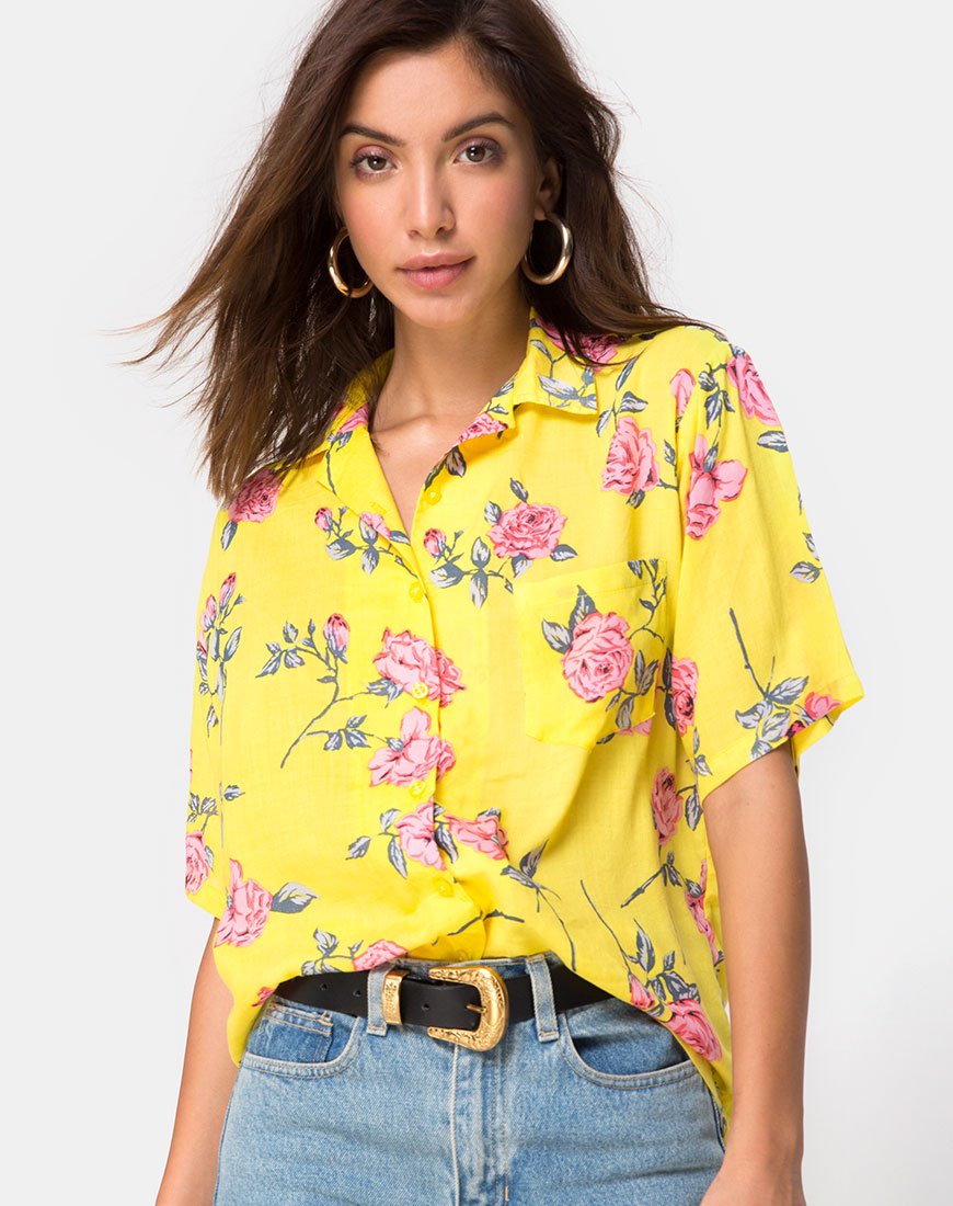 Camicia hawaiana in giallo Candy Rose