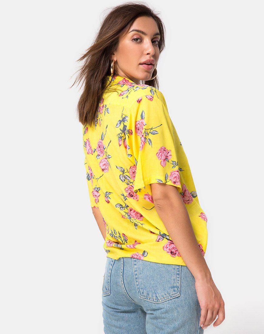 Camicia hawaiana in giallo Candy Rose