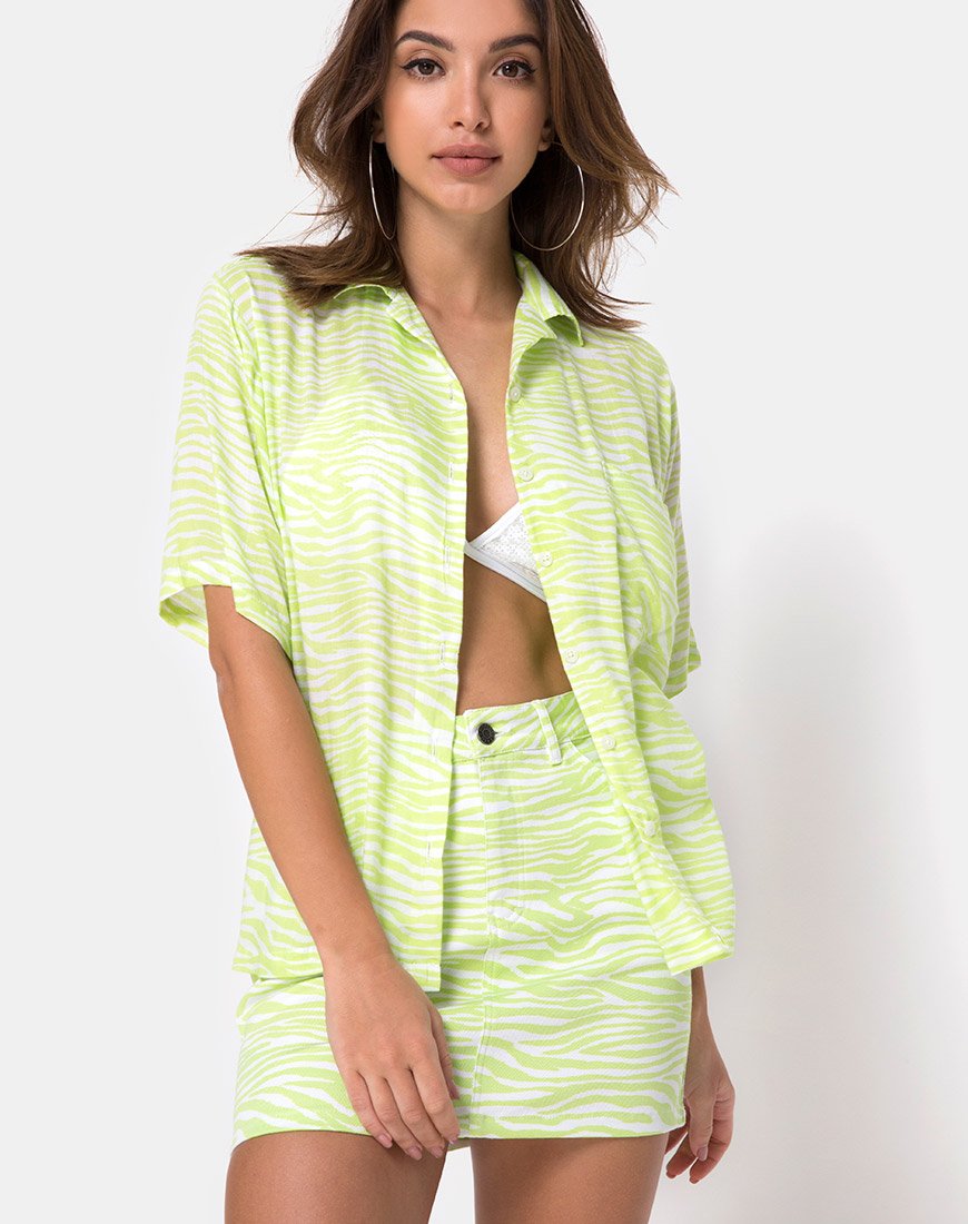 Camicia hawaiana in classico Zebra Lime