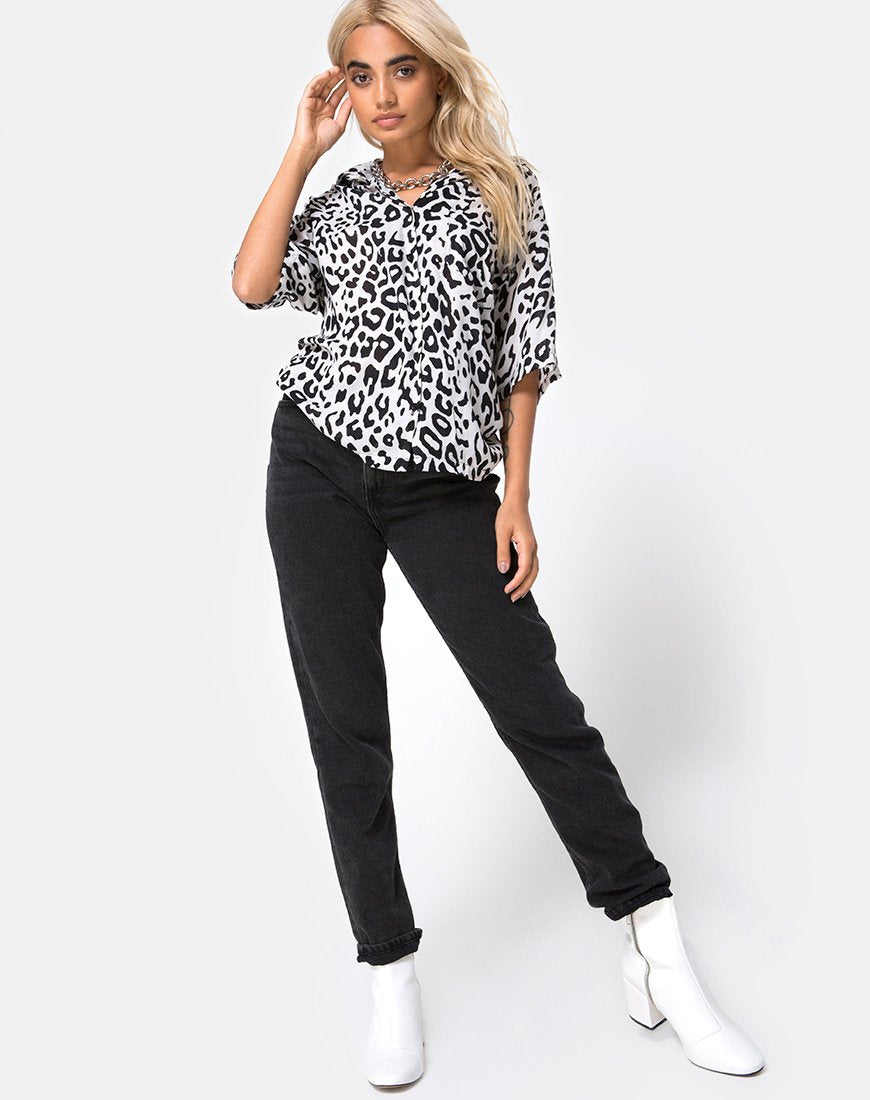 Immagine di Camicia hawaiana in mono animale grigio e bianco