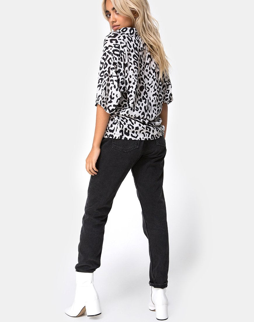 Immagine di Camicia hawaiana in mono animale grigio e bianco
