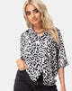 Immagine di Camicia hawaiana in mono animale grigio e bianco