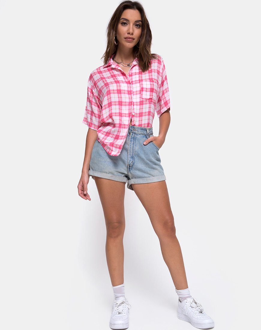 Immagine di Camicia hawaiana a quadri Picnic Rosa