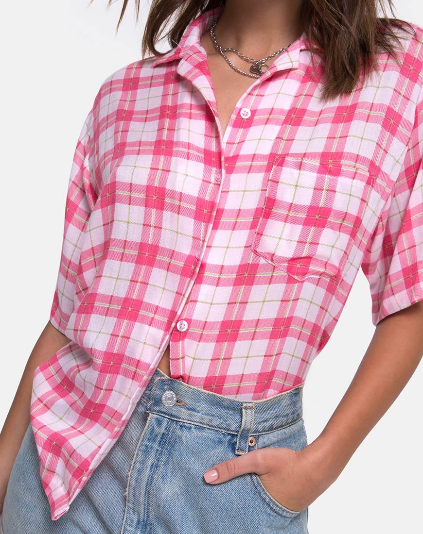 Immagine di Camicia hawaiana a quadri Picnic Rosa