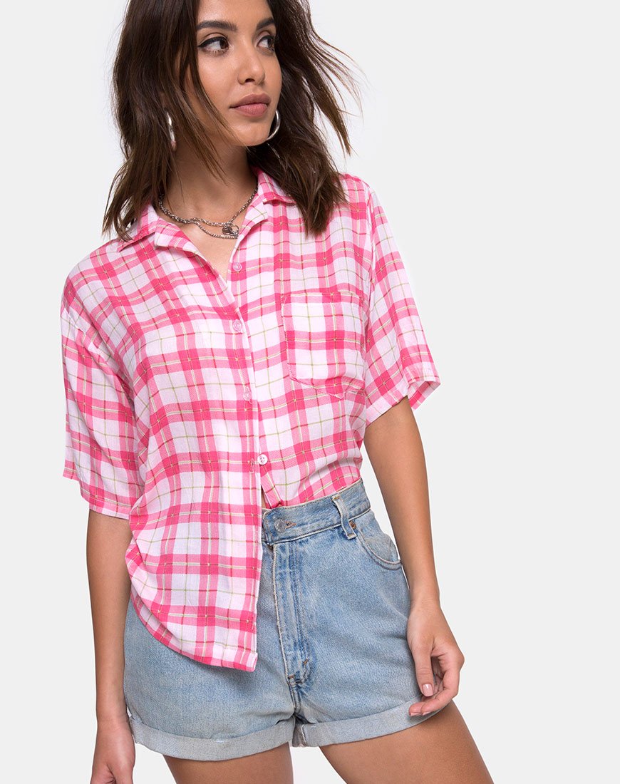 Immagine di Camicia hawaiana a quadri Picnic Rosa