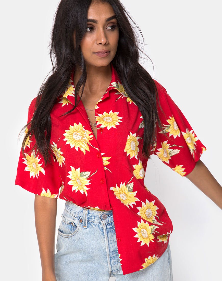 Camicia hawaiana in rosso Sunny Days