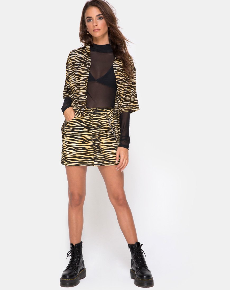Immagine della camicia hawaiana con zip Zebra Brown